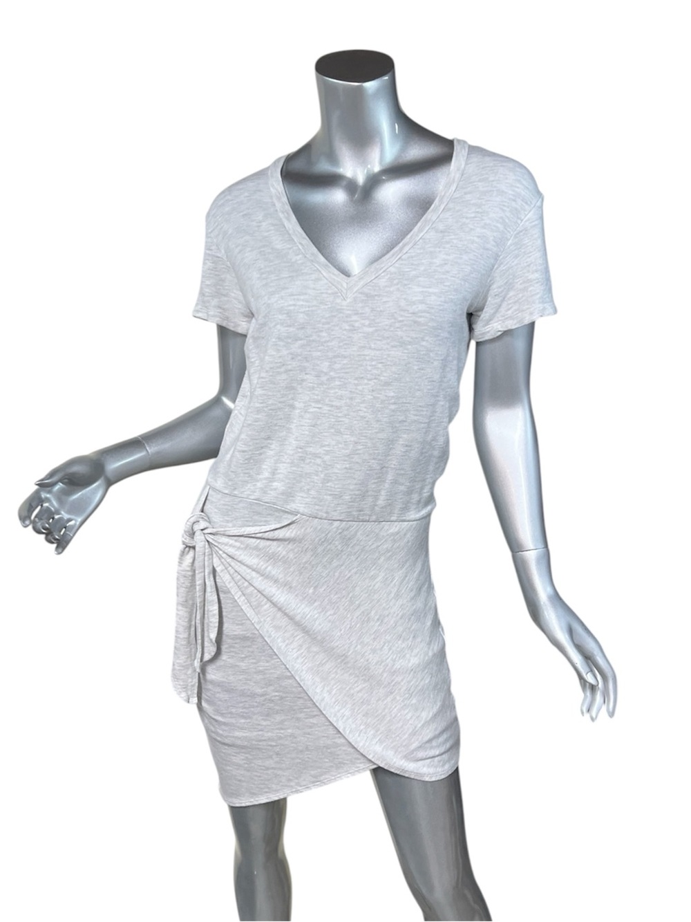 Monrow Supersoft V Neck Dress Short Sleeve Faux Wrap Side Tie Women’s SMALL